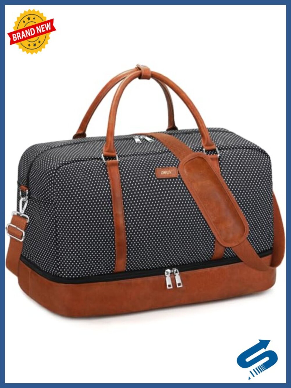 Women's 21" Travel Duffle Weekender Bag Oxford Fabric PU Leather with Shoe